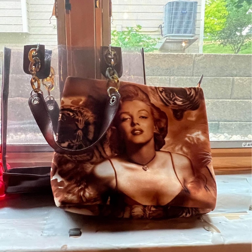 Marilyn Monroe Clear and Brown Tote Bag